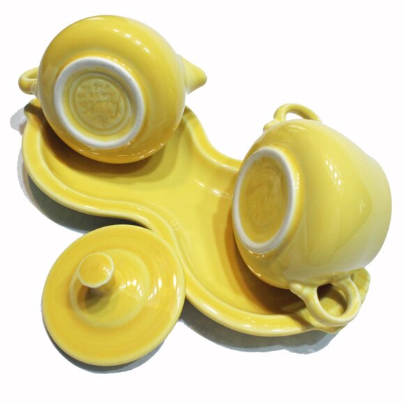 Fiestaware Yellow 4 Piece Cream & Sugar Set USA - Picture 3 of 6